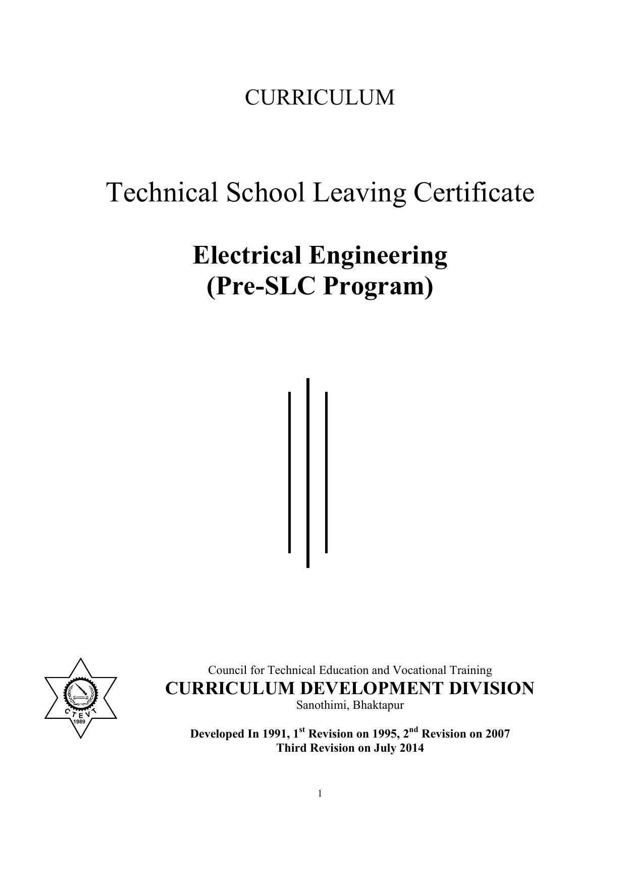 TSLC in Electrical Engineering Pre SLC, 2015